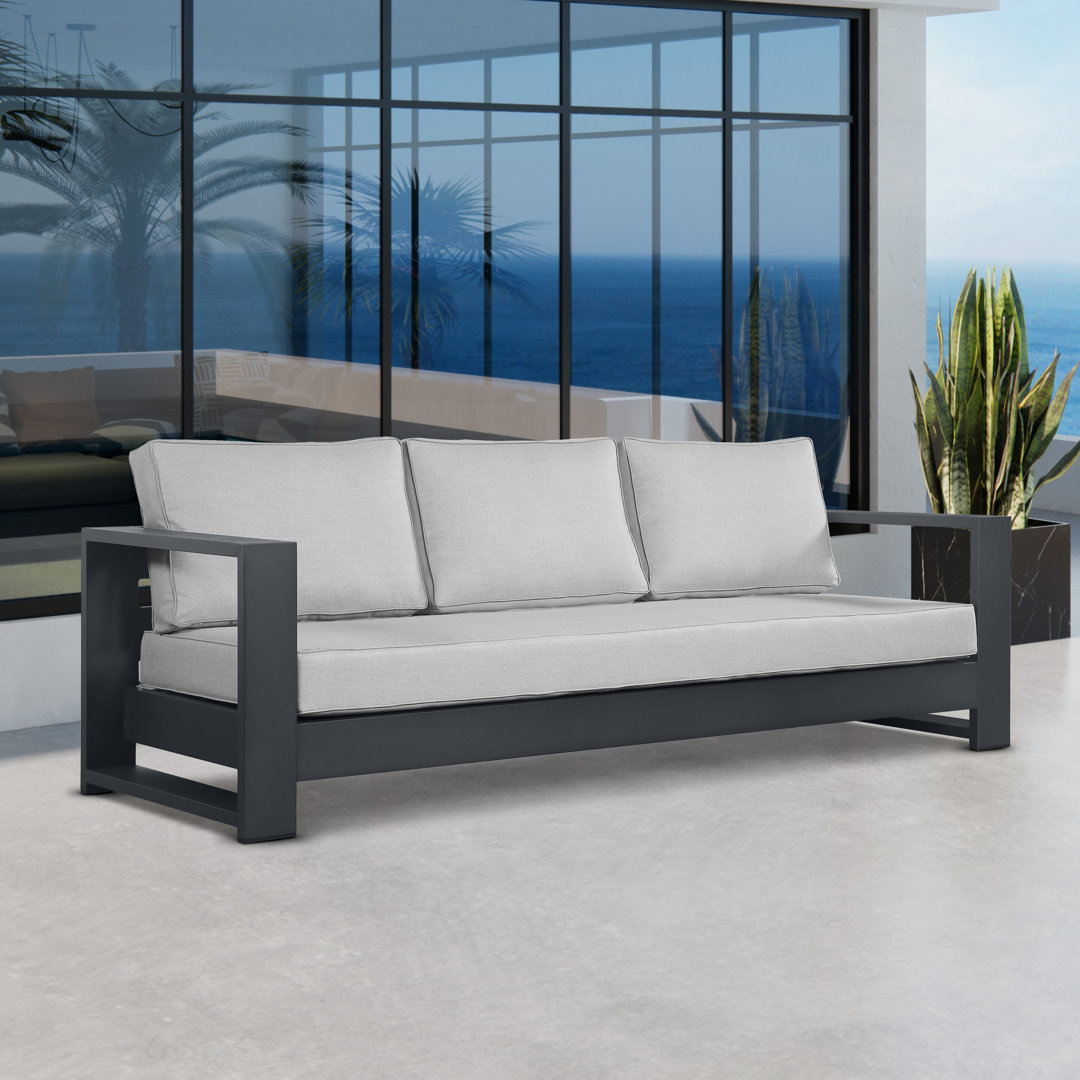 Hoyt 92.52” Outdoor Aluminum 3-Seater Sofa